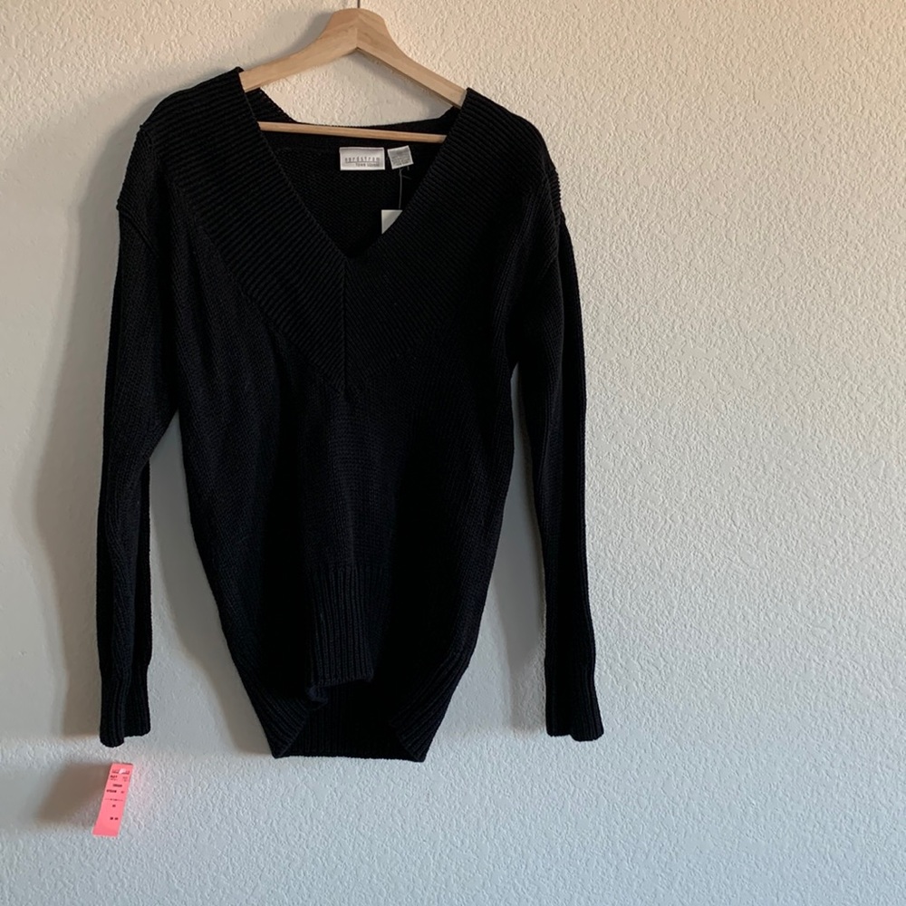 Nordstrom | black oversized knit v neck sweater